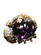 Artistic Silver Ring Natural Amethyst Diopside Size 14