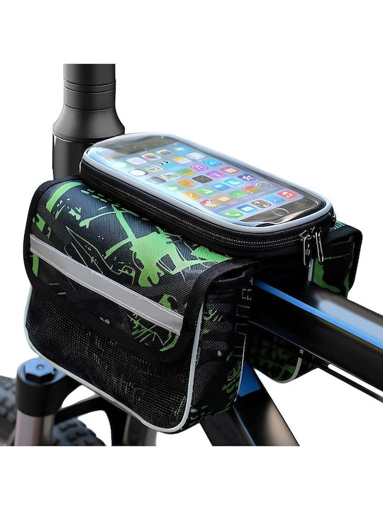 Avizar Waterproof Bike Smartphone Holder Frame Bag Black Green