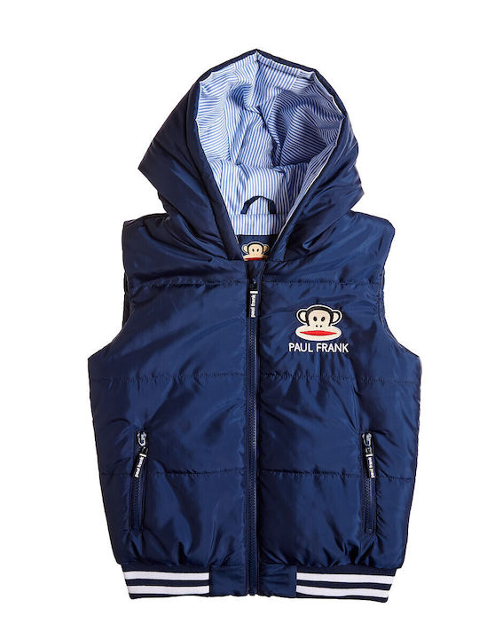 Παιδικό Casual Μπουφάν Αμάνικο με Κουκούλα Navy Μπλε