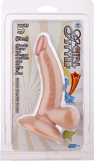 Dildo cu Testicule și Ventuză Roz