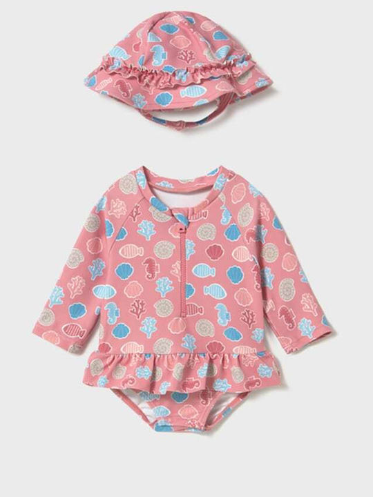 Mayoral Kids Swimwear Swimwear Set with Hat Terracotta
