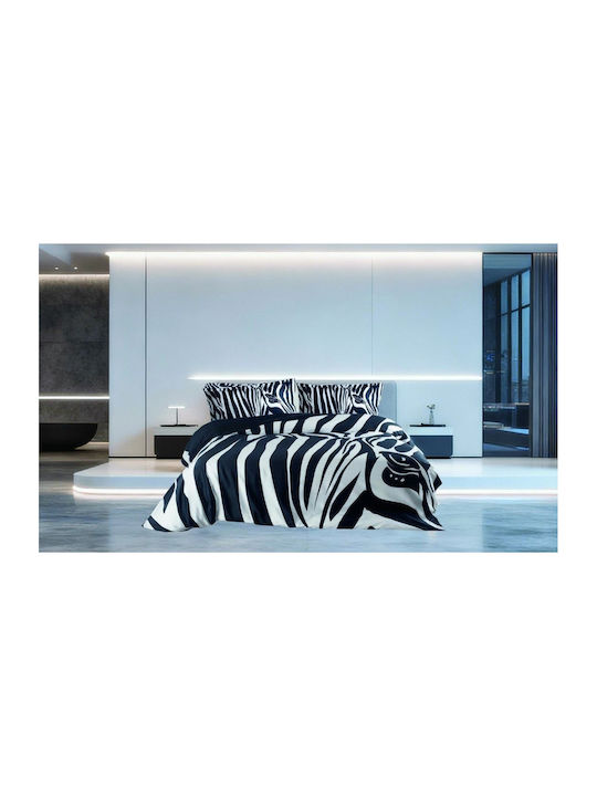 Makis Tselios Home Duvet Cover Set Cotton Satin Queen with 2 Pillowcases 220x240 Zebra
