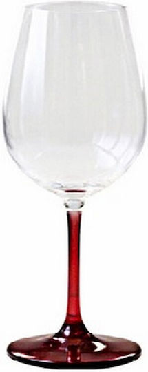 Domumart Set of Glasses for White Wine made of Crystal in Red Color Stemmed 450ml 6pcs