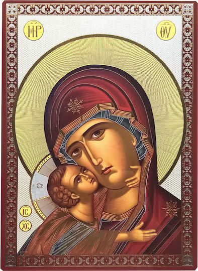 Holy Mary Christ Sweet Kissing Bust Saint Icon Flat Icon Gold Embossed Category Paper Xkl No 1 Size 14.0cm X 20.0cm Wood Mdf Icon S&k Byzantine Icons