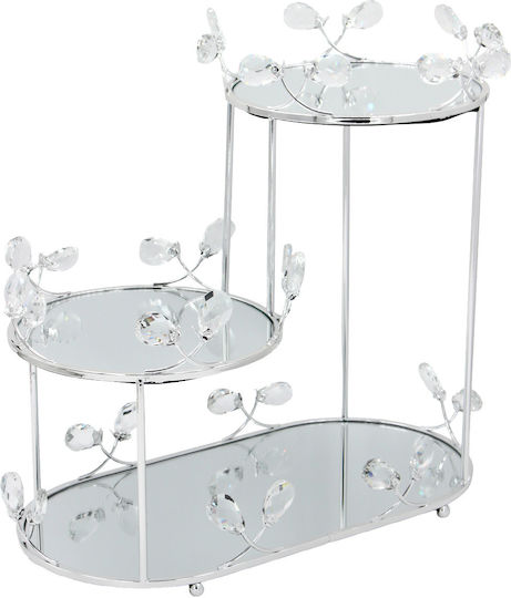 Keskor Μεταλλική Ορντεβιέρα Ασημί Ø42cm Π22xΜ40cm