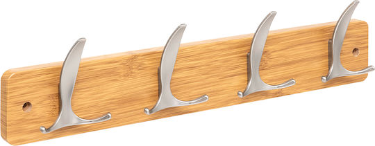 5Five Wandhalterung Hölzernes 4 Haken Beiges 45x10x6,5cm