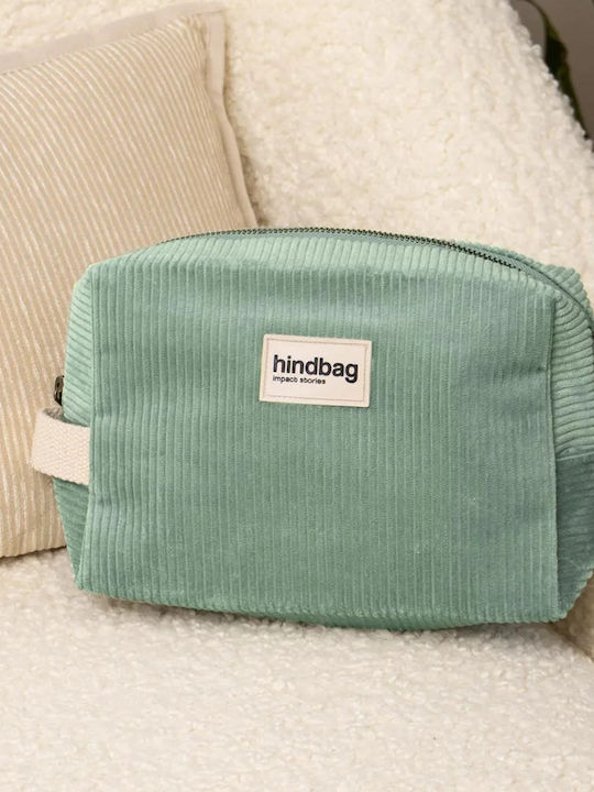 Hindbag Kulturbeutel Leon Mint Grüner Corduroy Kulturbeutel Organische Baumwolle