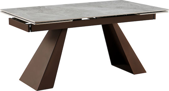 Bruno Tisch Speisesaal Ausziehbar mit Steinoberfläche Grey Latte 160(+160)x90x75cm