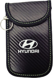 Signal Blocking Case – Protective Hyundai Car Key Case Black Green Stitching Key Interior Ring 14.5cmx9.3cm 10188-k