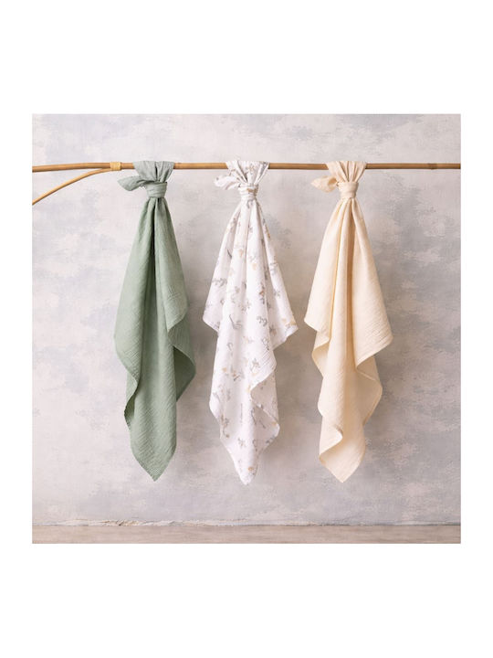 Babyono Muslin Swaddle Blankets Green 70x70cm 3...