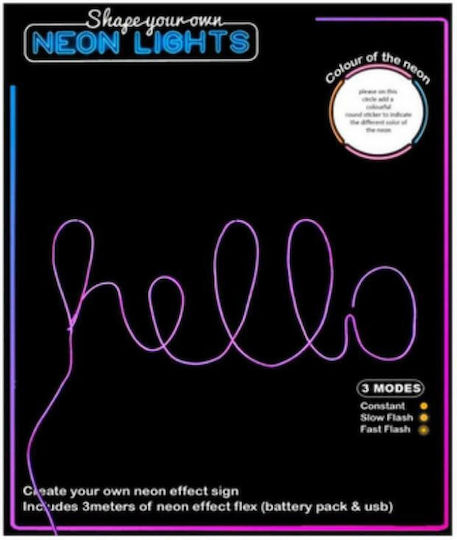Universe Ταινία LED Μπαταρίας Ροζ Φως Neon Flex με Τροφοδοτικό