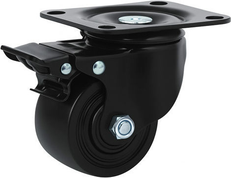 Heavy Duty Swivel Furniture Wheel Finetto Black Φ-50mm Height 70mm 80kg Yes