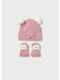 Kinder Mütze Set Gestrickt Rosa