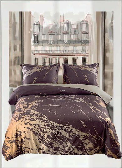 Makis Tselios Home Coverlet Set Super King Cotton Satin Splash 220x240cm 3 Pieces