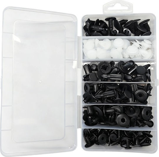 Autoline Set Car Body Clips 100 Pieces Black White Plastic Pp
