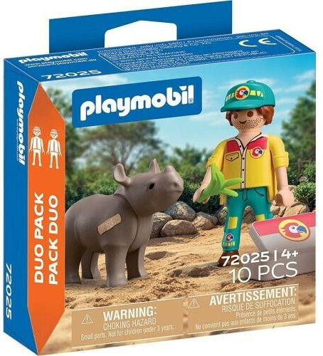 Playmobil Duo-Pack Φροντιστής Ζώων και Ρινόκερος für 4+ Jahre Jahre
