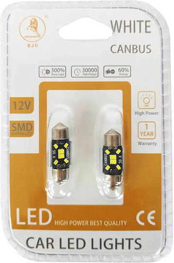 Λάμπες Led Σωληνωτές 31mm 8 Leds 12volt Canbus Λευκό Φως Auto Gs 600484 2 Τεμάχια