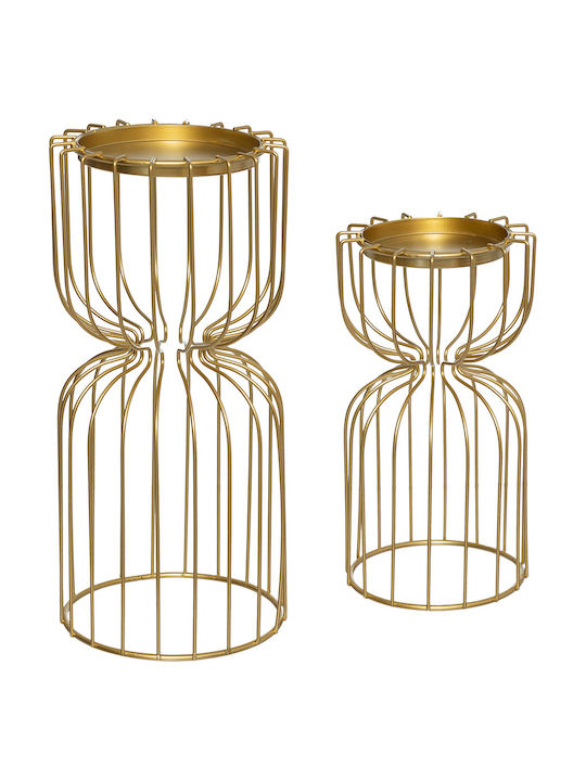 A-s Set of Candle Holders Metal suitable for Tealights in Gold Color 2pcs