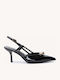 Schwarze Pumps Slingback Lackleder Optik