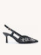 Μαύρα Slingback Γόβες Πλεκτό Επάνω Μέρος