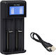 Blow USB Ladegerät 2 Batterien Li-Ion Größe AA/AAA/18650/21700/16340/26650/14500