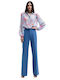 Women's Fabric Trousers Straight Line Blue