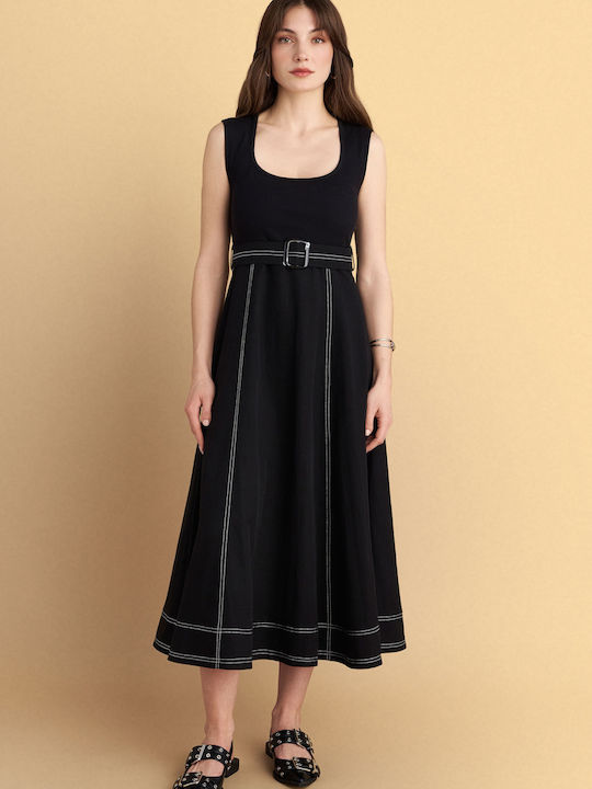 Summer Midi Sleeveless Black Dress