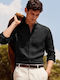 Long-sleeved Linen Shirt Black