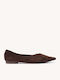 Brown Classic Pointed Toe Ballerina Shoes Suede Material