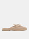 Flach Wildleder Mules in Beige Farbe