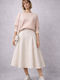 Denim Midi Skirt Ecru