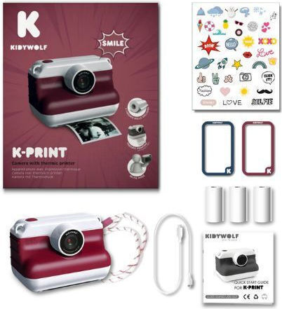 Kidywolf KDW-182693 Children's Camera with Thermal Printing Red
