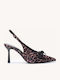 Pantofi Cu Toc Slingback Cu Vârf Ascuțit Și Fundiță Leopard