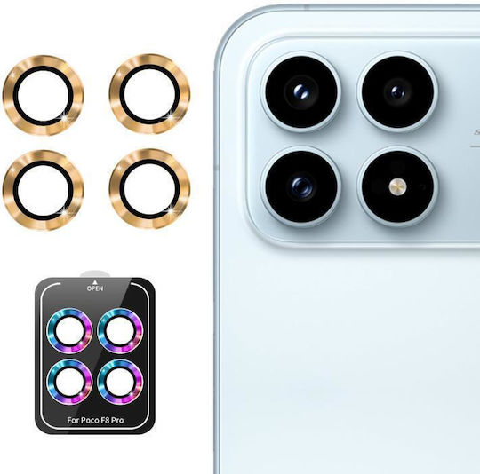 Xiaomi Poco F8 Pro Enkay Hat-prince 9h Rear Camera Lens Aluminium Alloy Tempered Glass Film Golden