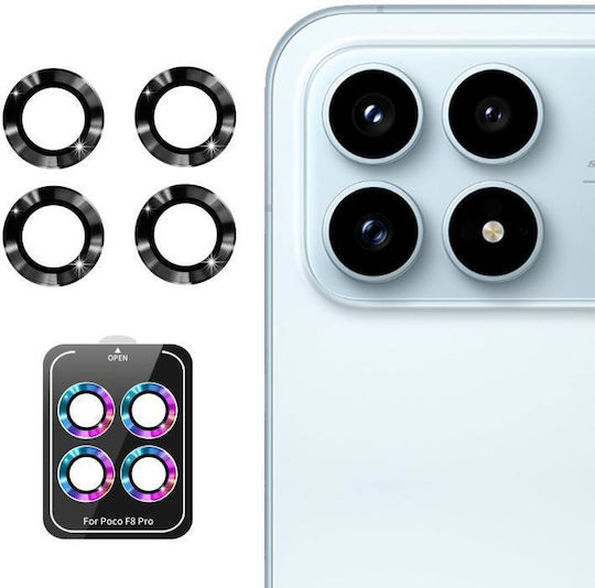 Xiaomi Poco F8 Pro Enkay Hat-prince 9h Rear Camera Lens Aluminium Alloy Tempered Glass Film Black