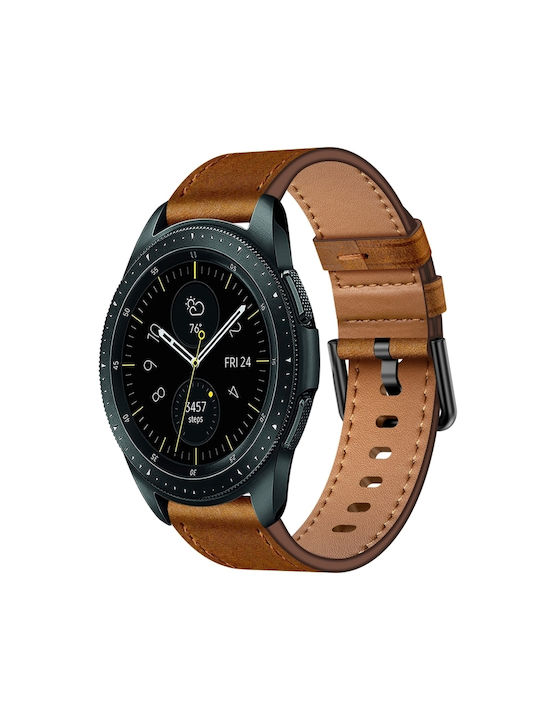Samsung Galaxy Watch 42mm 20mm Sx Connector Metal Button Switch Leather Watch Band Red Brown