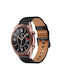 Кожена каишка за часовник Samsung Galaxy Watch 3 41mm 20mm Sx Connector с метален бутон, черна