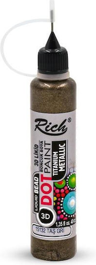 Rich 40ml 3D Punktfarbe Metallisches Steingrau