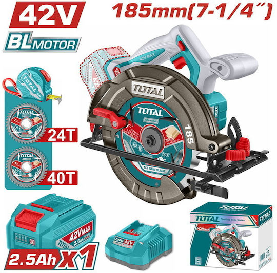Total TSLI4218511E Δισκοπρίονο Brushless 42V 1x2.5Ah