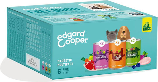 Edgard Cooper Υγρή Τροφή Σκύλων με Κοτόπουλο και Αρνί 6x400gr