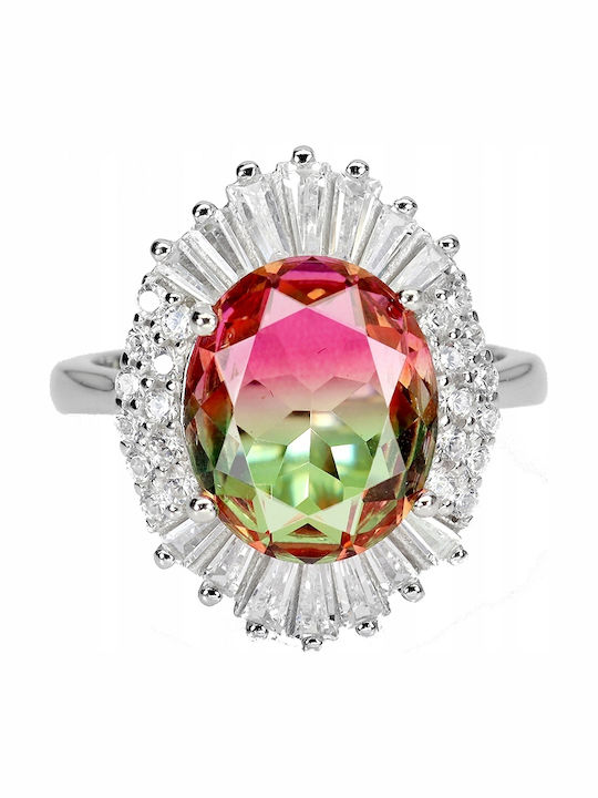 925 Stunning Ring Size 17 Silver Synthetic Zirconia Aaa Tourmaline