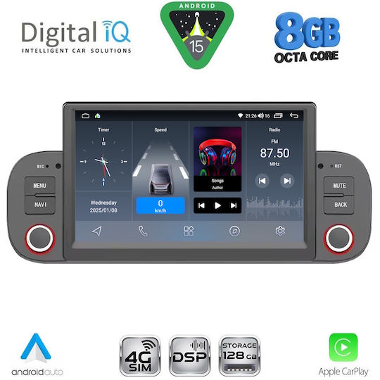 Digital IQ Ηχοσύστημα Αυτοκινήτου για Opel Astra Fiat Panda 2012-2021 (Bluetooth/USB/WiFi/GPS/Apple-Carplay/Android-Auto) με Οθόνη Αφής 7"