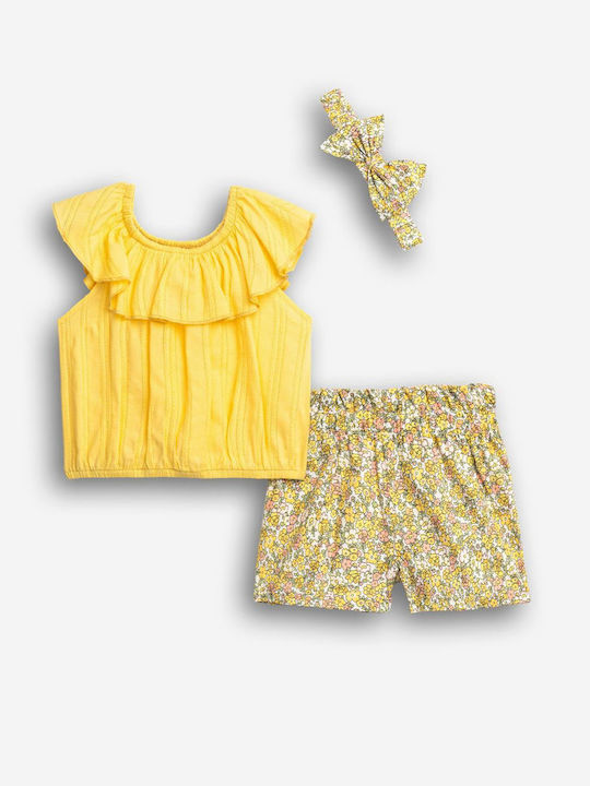 Funky Kids Clothing Sets with Shorts Yellow 2 Pieces