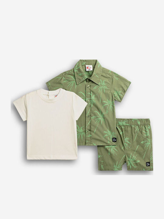 Kids' Set with Shorts Summer 3pcs Khaki