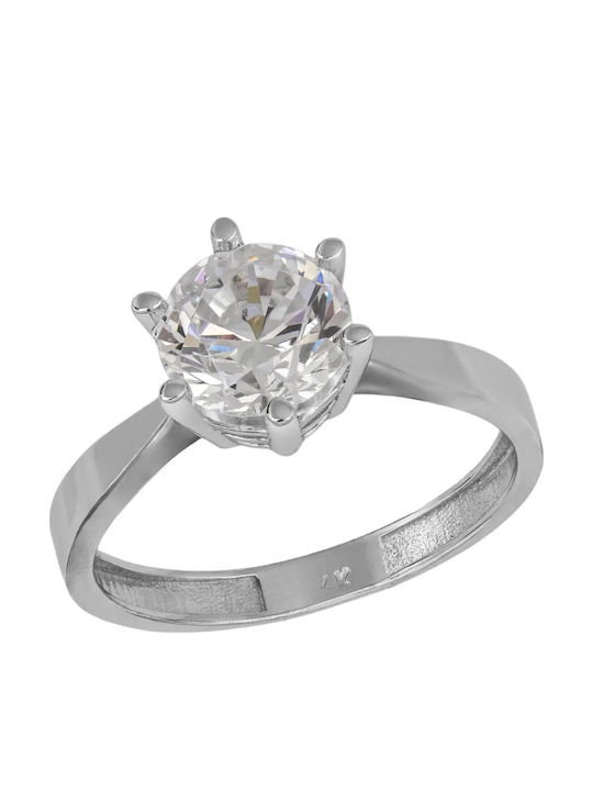 Einzelner Steine Ring Aus Weißgold 14K Einzelner Steine Ring Aus Weißgold 14K