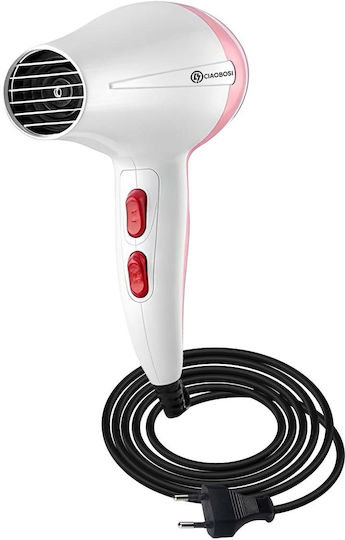 Avizar Travel Hair Dryer 1000w 4 Speeds Fast Drying White Pink
