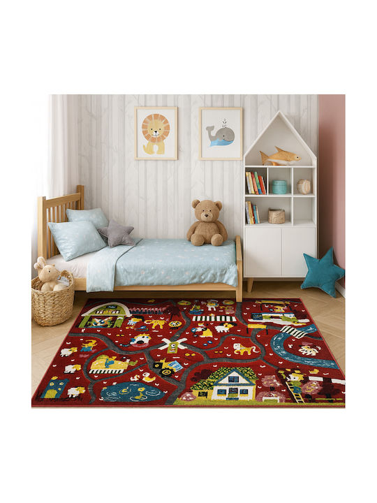Saray Home 3d Farm Adventure Παιδικό Χαλί Κόκκινο 200x250cm