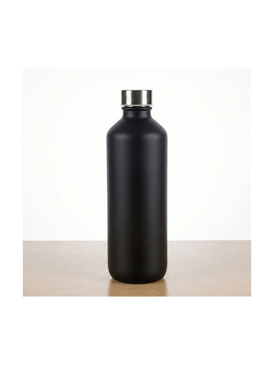 Bottle Water Glass with Screw Cap Black 1000ml