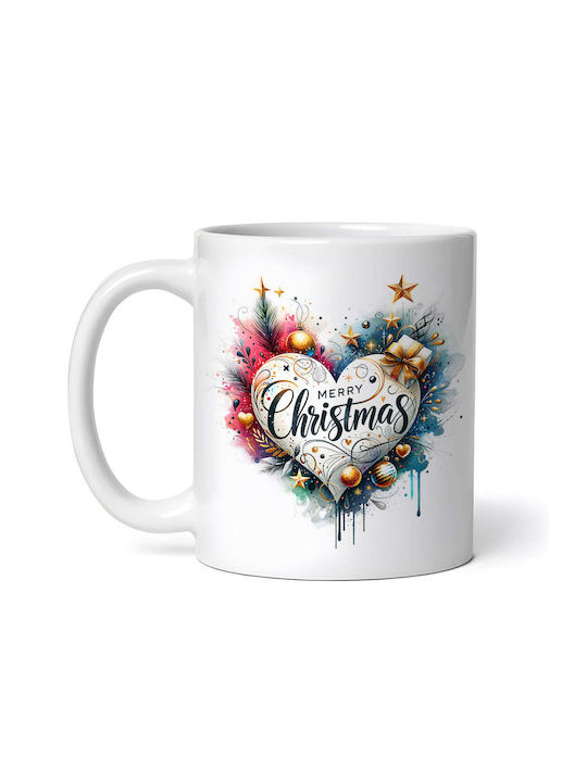 Marry Christmas Heart Mara Ornament de masă de Crăciun Cană Alb