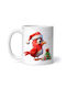 Red Bird With Christmas Gifts Ornament de masă de Crăciun Cană Alb
